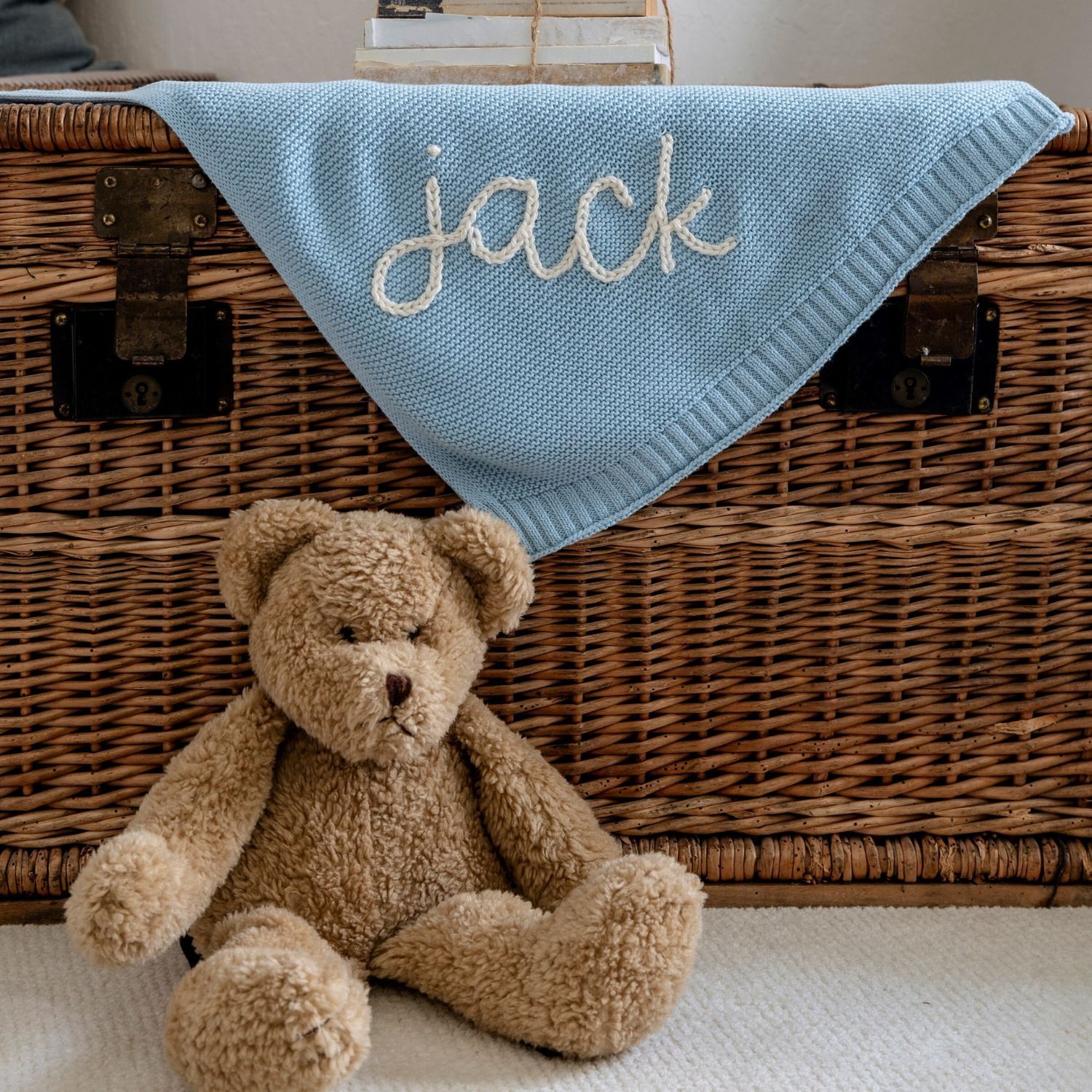 Personalized Hand Embroidered Knit Baby Blanket for Unique Gift | CWBaby52