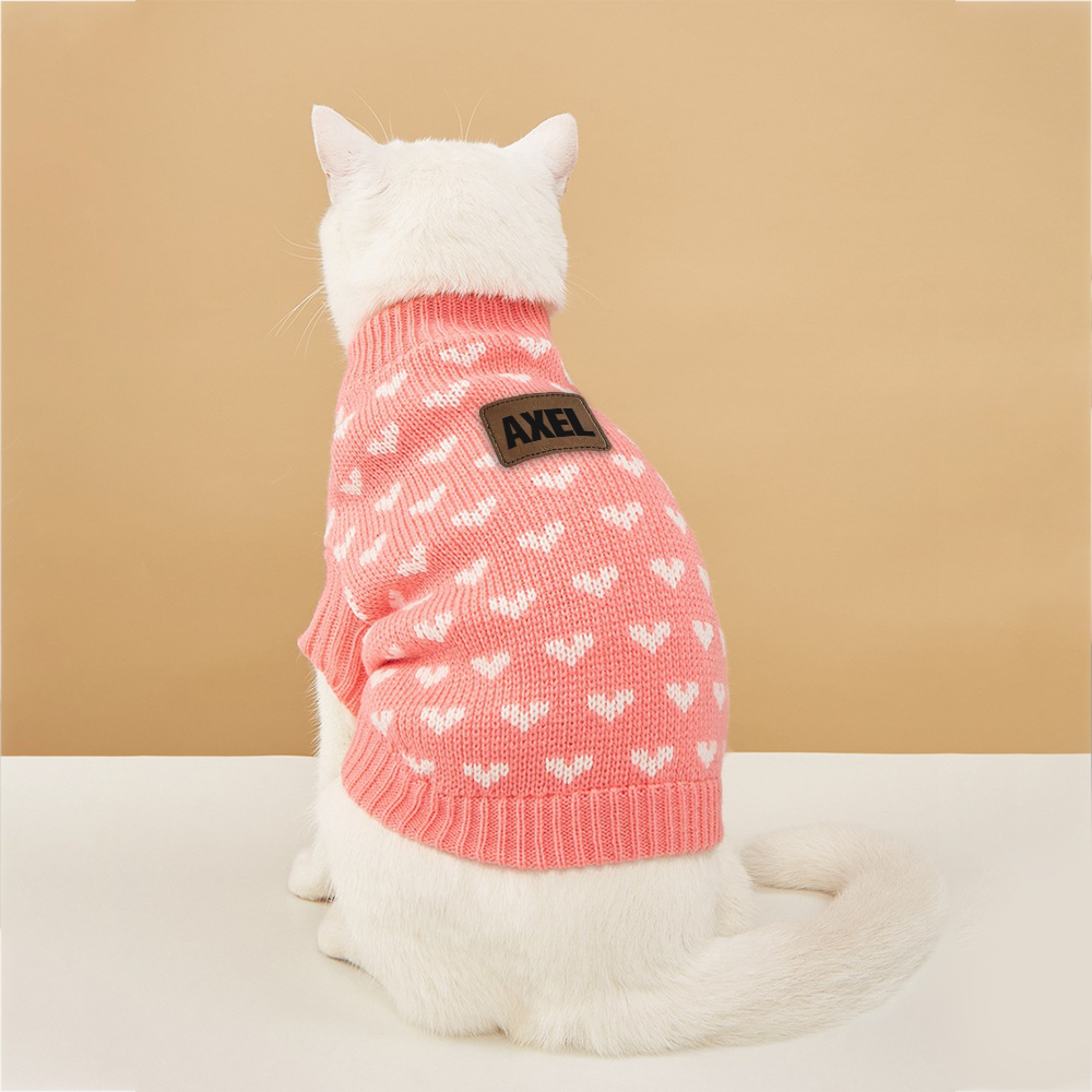 Personalized Leather Patch Pets Love Heart Sweater | BKPet201