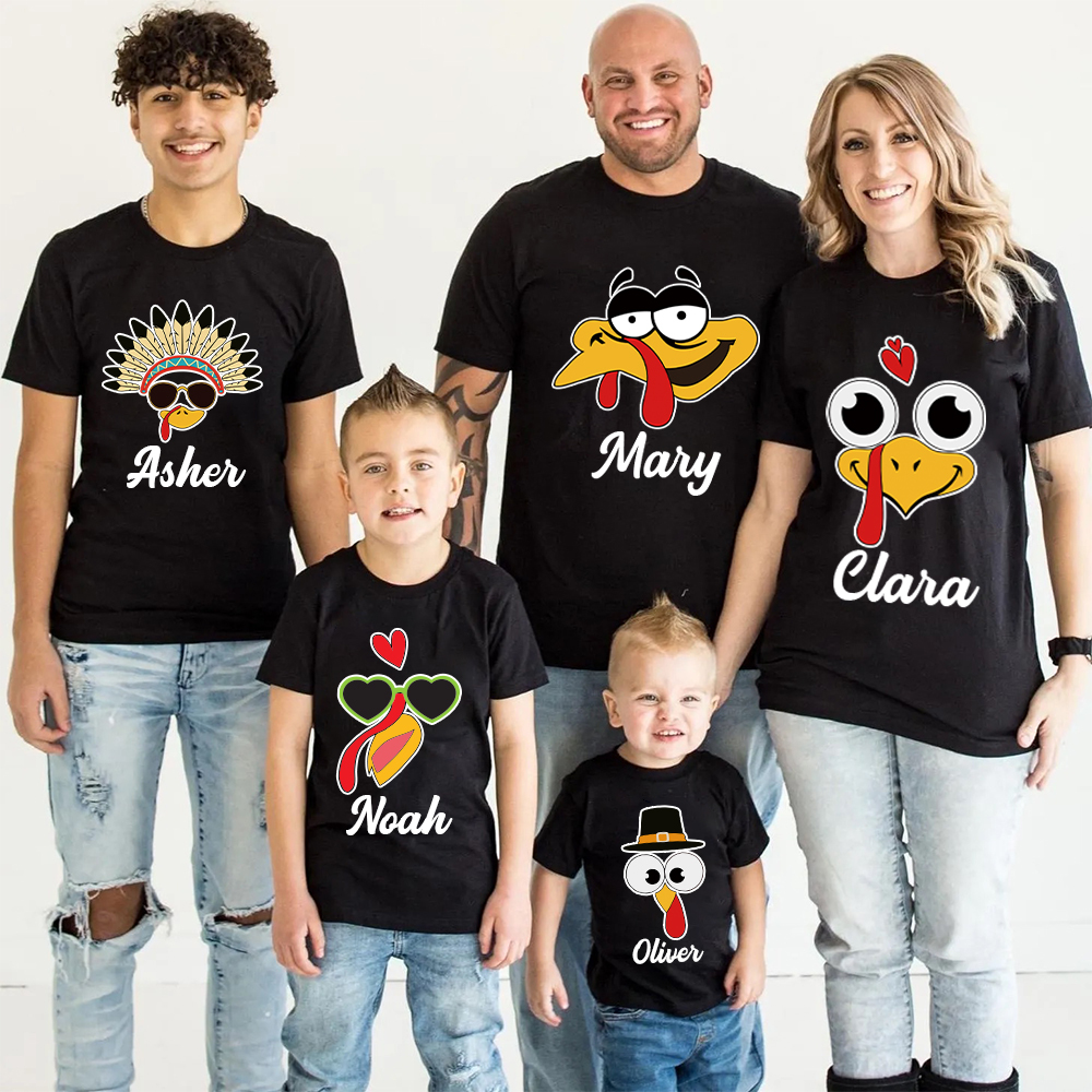Personalized Funny Turkey Face Family Matching Shirt | CWThanks07