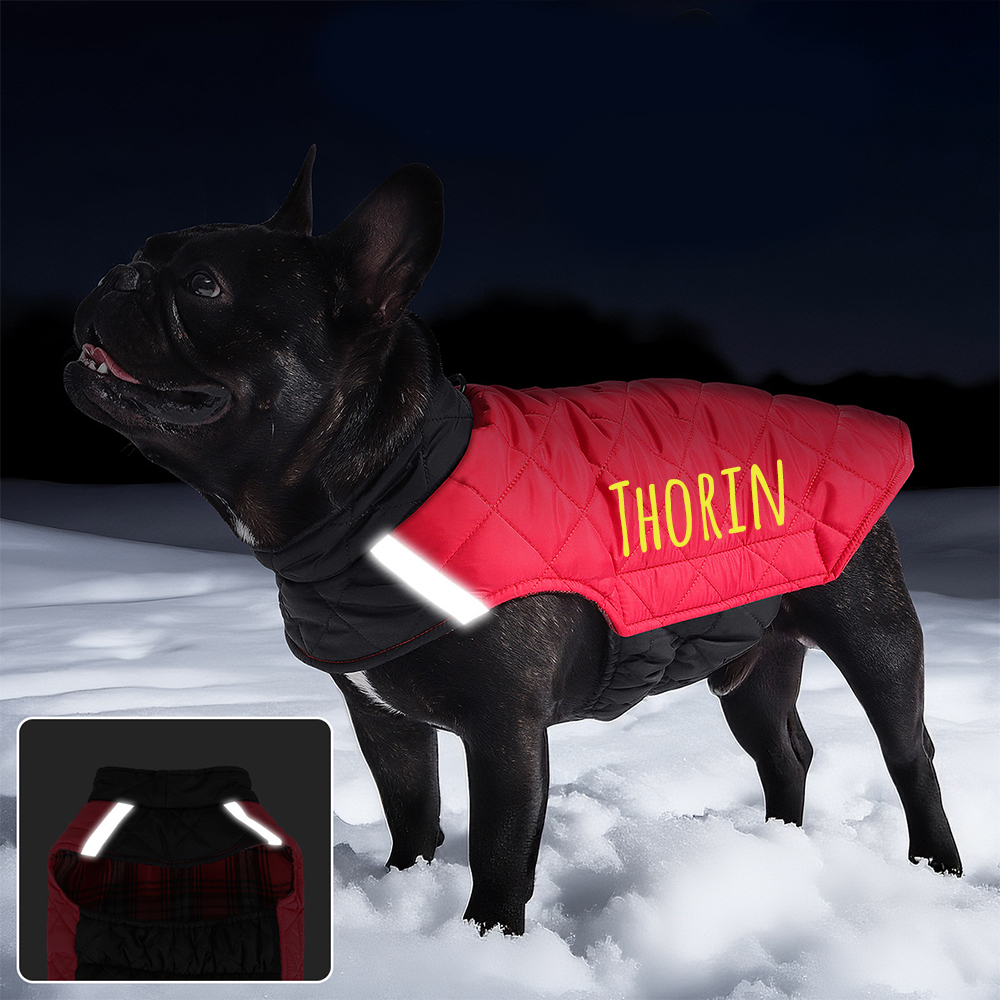Personalized Pets Reversible Warm Chalet Jacket | BKPet208