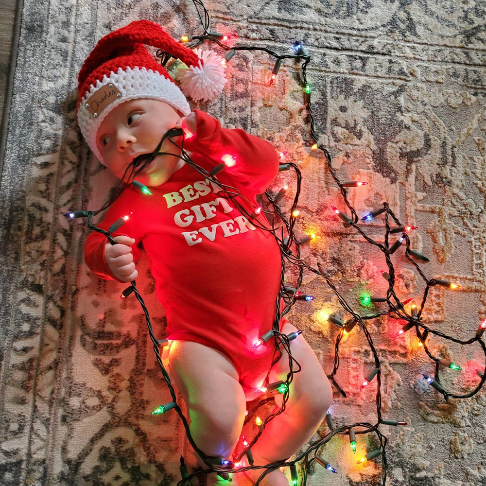 Personalized Leather Patch Christmas Santa Hat | MCGift116