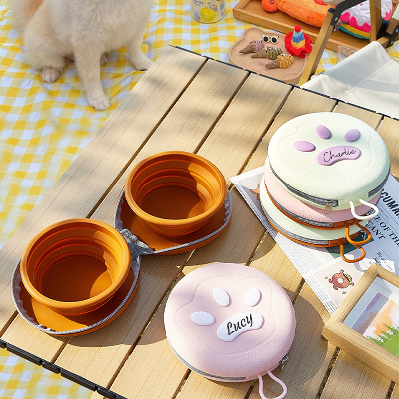 Personalized Collapsible Portable 2-in-1 Food & Water Dish Dog Bowl | BKPet214