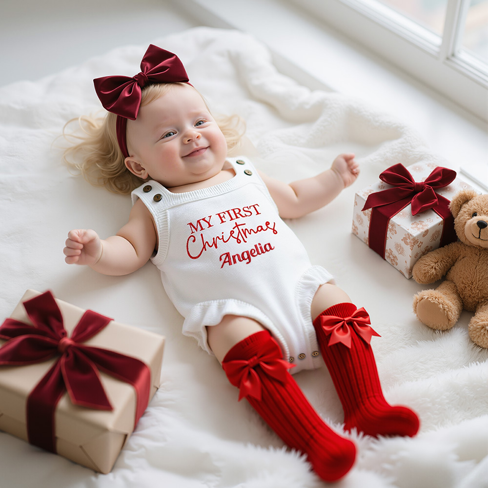 Personalized My First Christmas Baby Romper Set | MCGift137