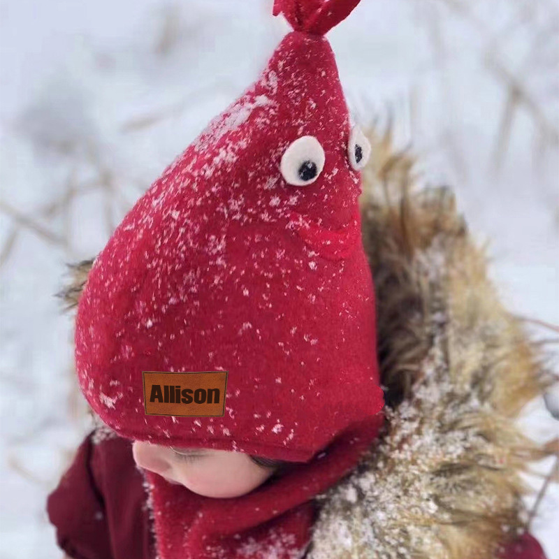 Personalized Leather Patch Wool Rooster Balaclava Hats | HSKid59