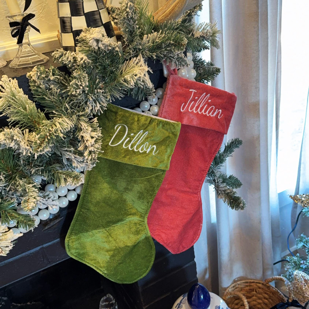 Personalized Velvet Christmas Stocking with Family Name | MCGift145