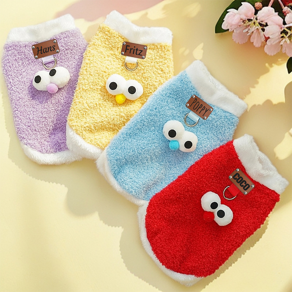 Personalized Leather Patch Lovely Pet Soft Plush Vest | BKPet216