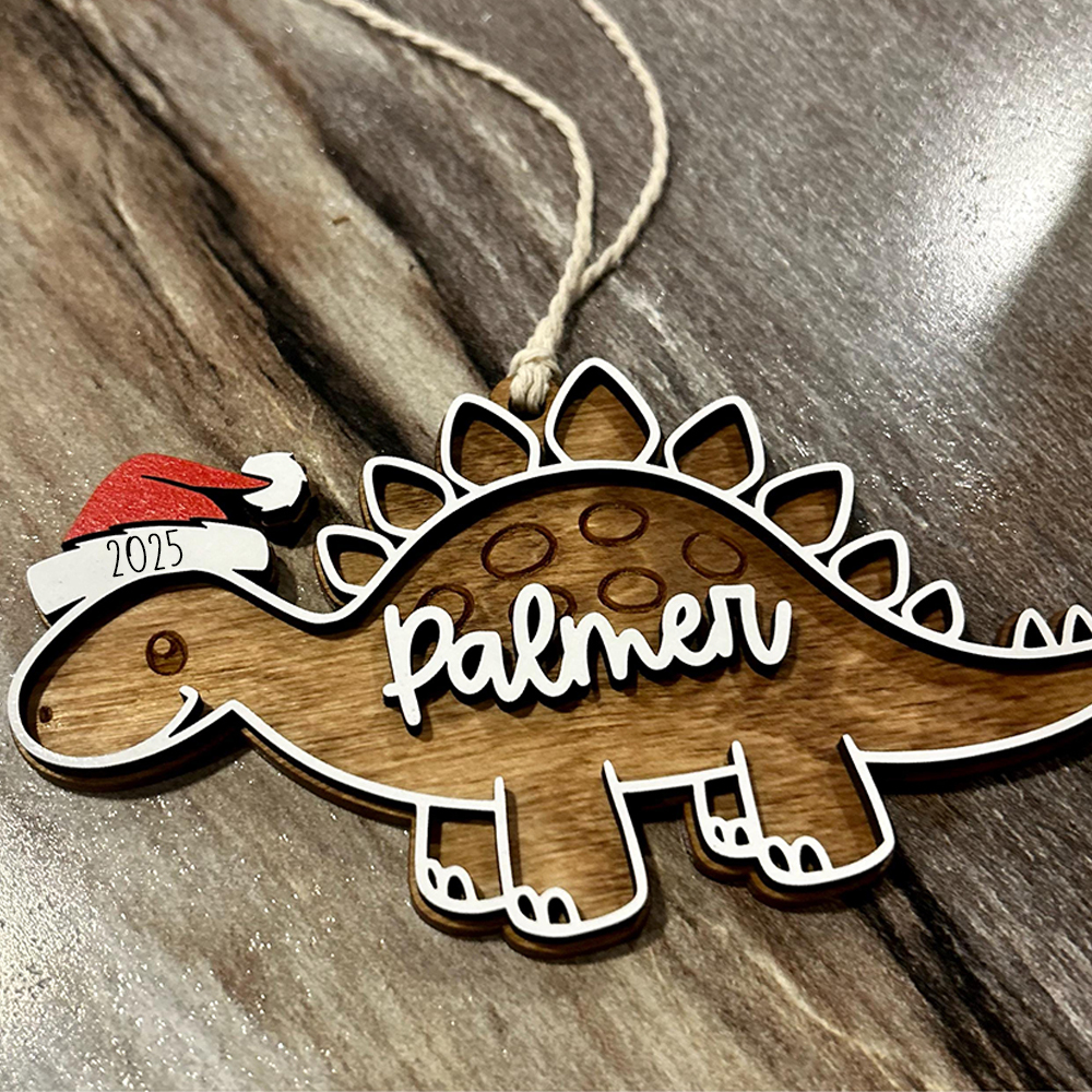 Personalized Christmas Dinosaur Wood Ornaments Decoration | MCGift146