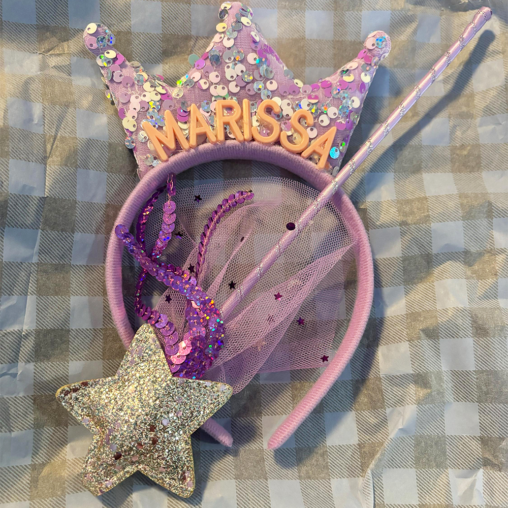 Personalized Girls Party Tiara Headband and Fairy Wand Set | CWToy151