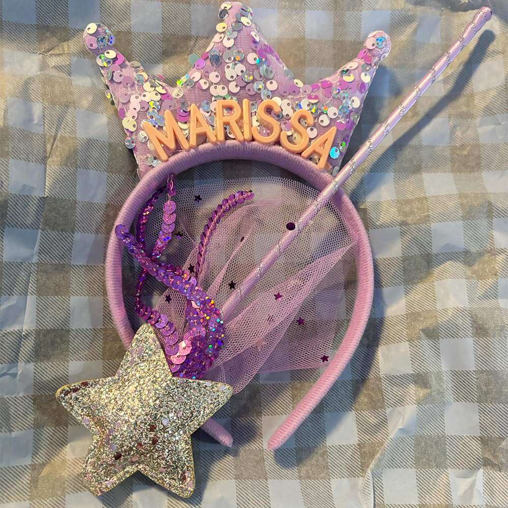 Personalized Girls Party Tiara Headband and Fairy Wand Set | CWToy151