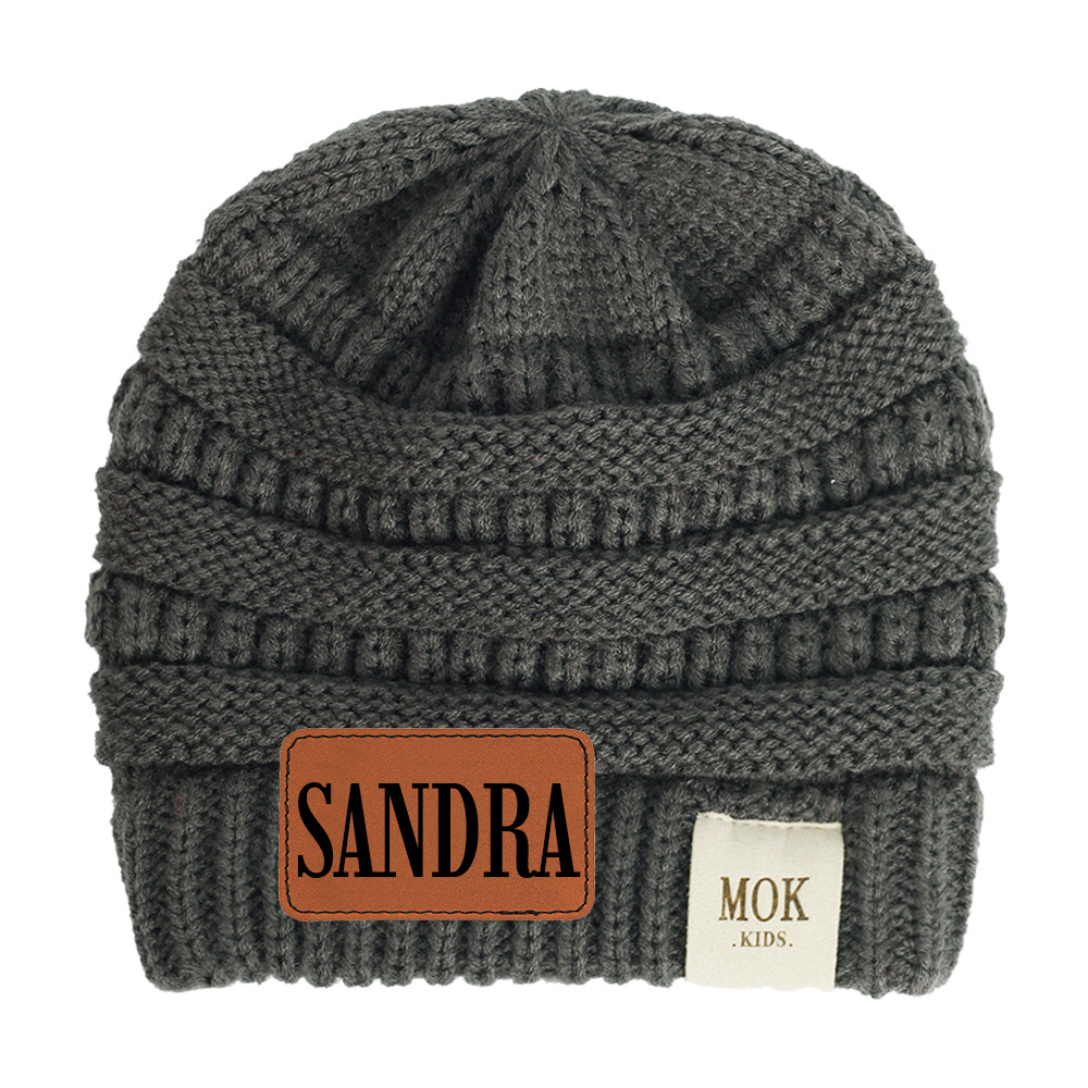 Personalized Leather Patch Kid Beanie for Comfort & Unique | HSKid29