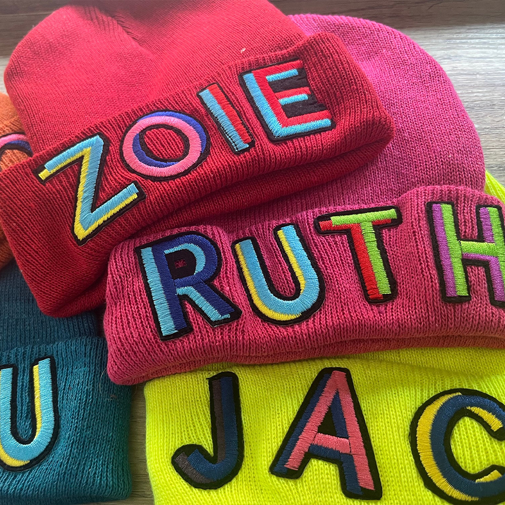 Personalized Colourful Funky Letter Patch Beanies For Kid & Adult | HSKid66