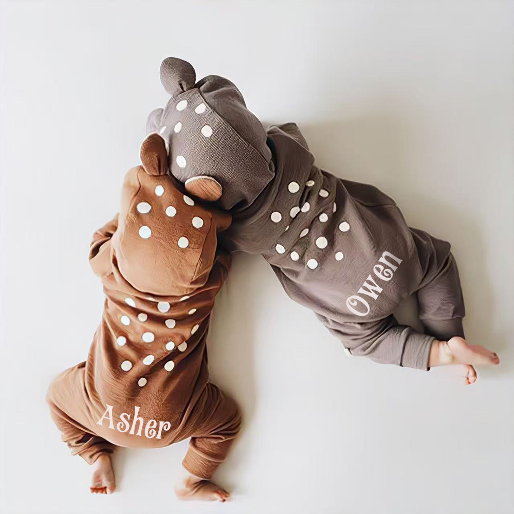 Personalized Baby Cute Bambi Hooded Jumpsuit | CWBaby319