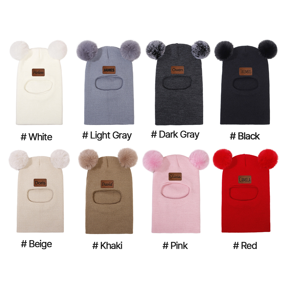 Personalized Kid Winter Warm Knitted PomPom Hat Scarf | HSKid64