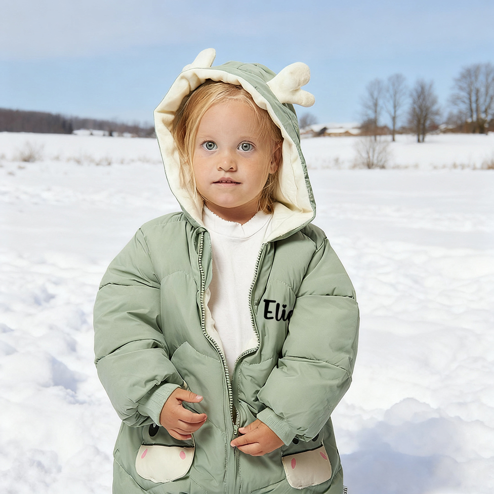 Personalized Baby Antler Lightweight Down Cotton Romper | CWBaby326