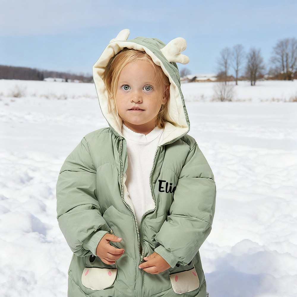 Personalized Baby Antler Lightweight Down Cotton Romper | CWBaby326