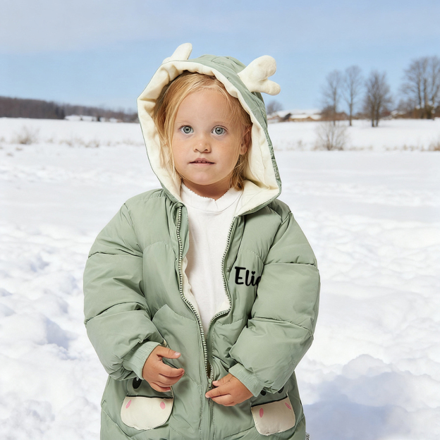 Personalized Baby Antler Lightweight Down Cotton Romper | CWBaby326