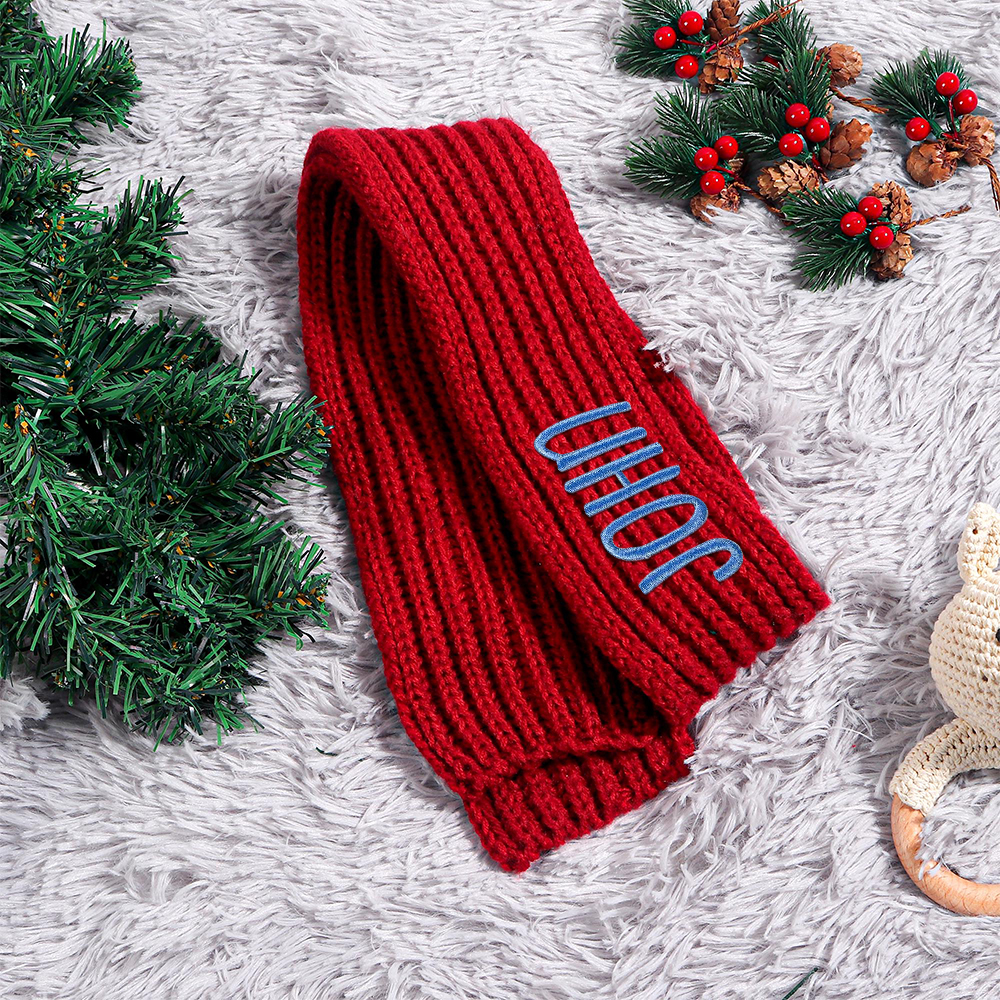 Personalized Embroidery Handmade Knitted Kid Scarf | HSKid68