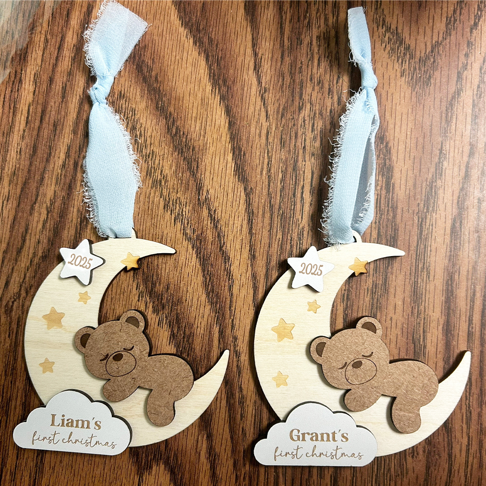 Personalized Baby First Christmas Lovely Moon Bear Ornament | MCGift190
