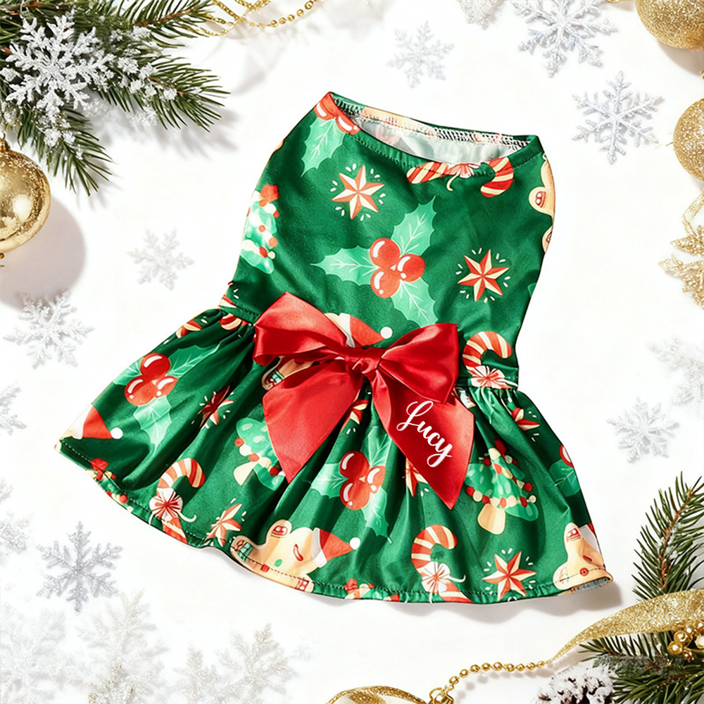 Personalized Pet Large Size Christmas Lovely Bow Dress | MCGift197
