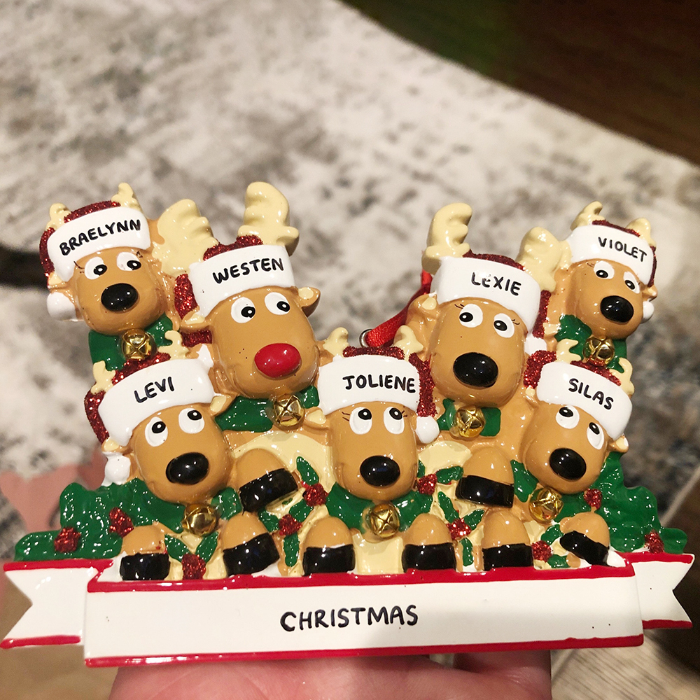 Personalised Elk Family Christmas Ornament | MCGift205