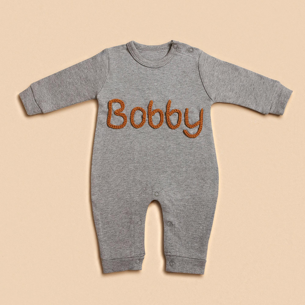 Personalized Hand Embroidered Baby Coming Home Romper | CWBaby337