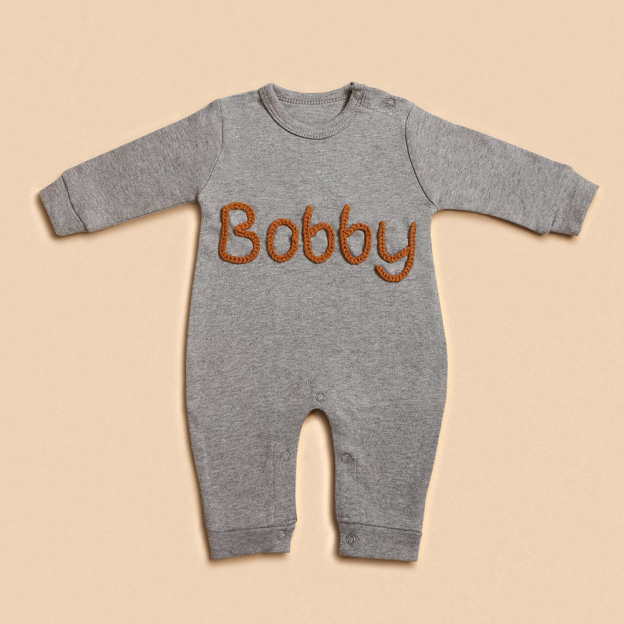 Personalized Hand Embroidered Baby Coming Home Romper | CWBaby337
