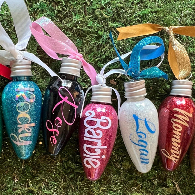 Personalised Glitter Lightbulb Special Christmas Ornament | MCGift212