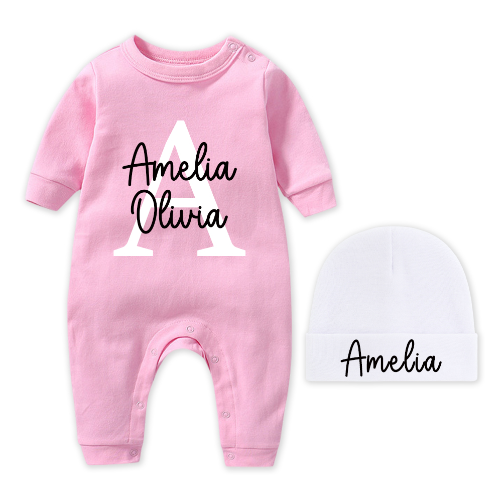 Personalized Baby Coming Home Romper With Hat Set | CWBaby133
