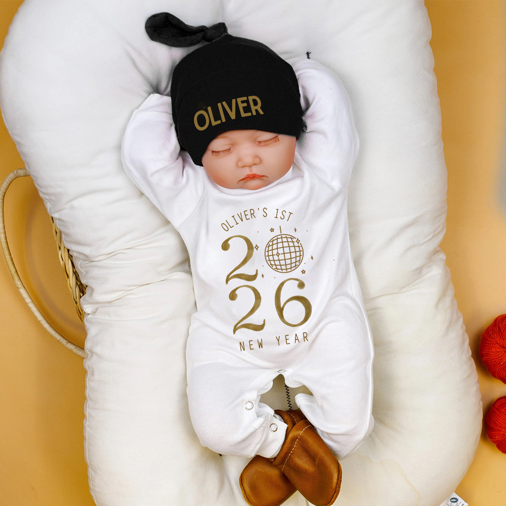 Personalized Baby 1st New Year Romper and Hat Set | CWBaby343