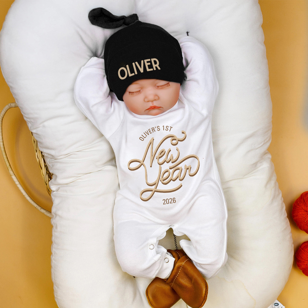 Personalized Baby 1st New Year Romper and Hat Set | CWBaby345