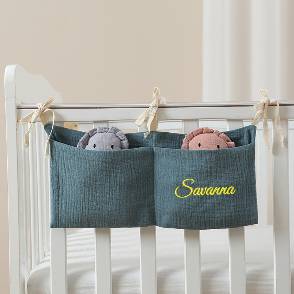 Personalised Embroidery Baby Bed Pocket Accessorise & Diapers Storage | CWBaby58