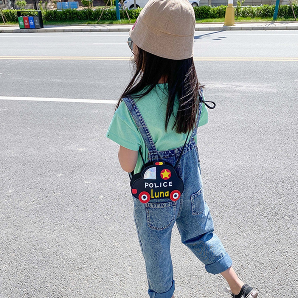 Personalized Kids Cute Police Car Zipper Crossbody Bag | CWGift06