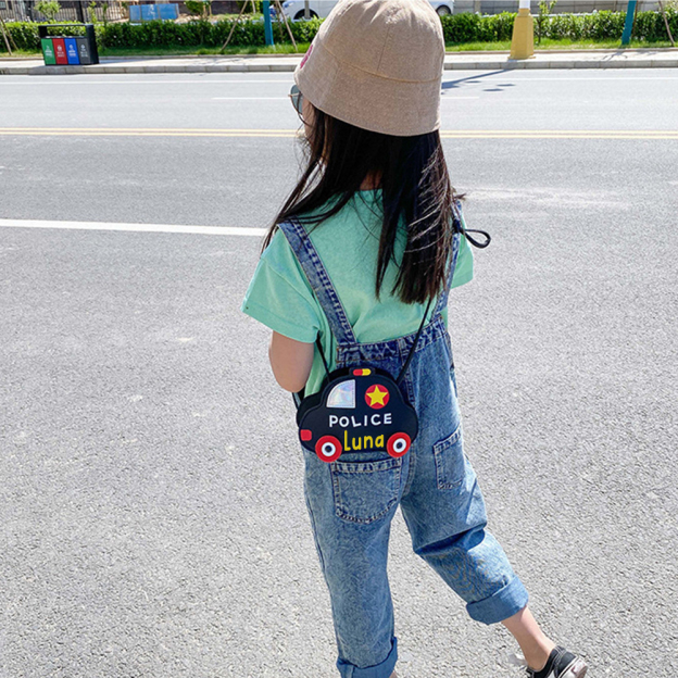 Personalized Kids Cute Police Car Zipper Crossbody Bag | CWGift06