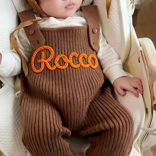Personalized Hand Embroidered Baby Dungarees Romper | CWBaby356