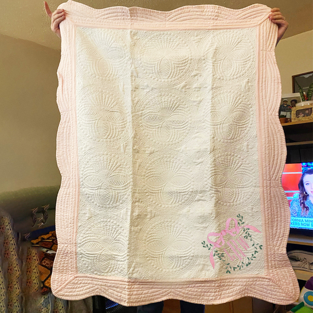 Personalized Embroidered Bow Monogram Knit Blanket for Comfort & Unique | CWBaby63