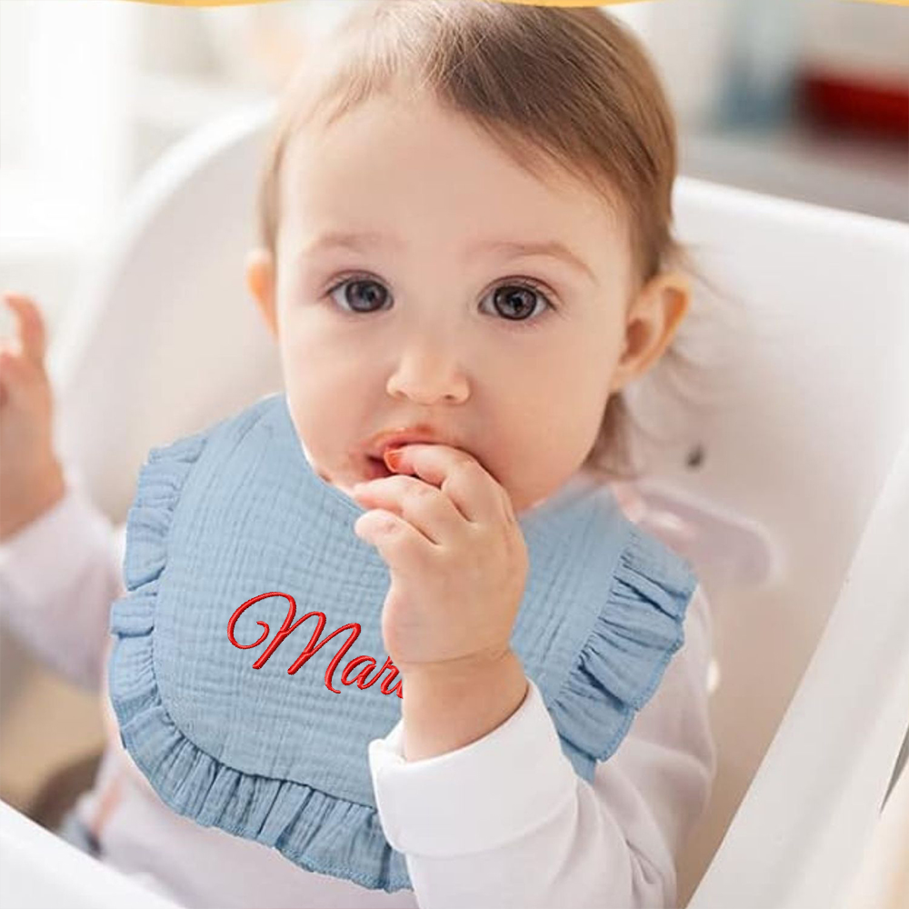 =Personalized Embroidered Baby Cotton Gauze Bibs | CWBaby59