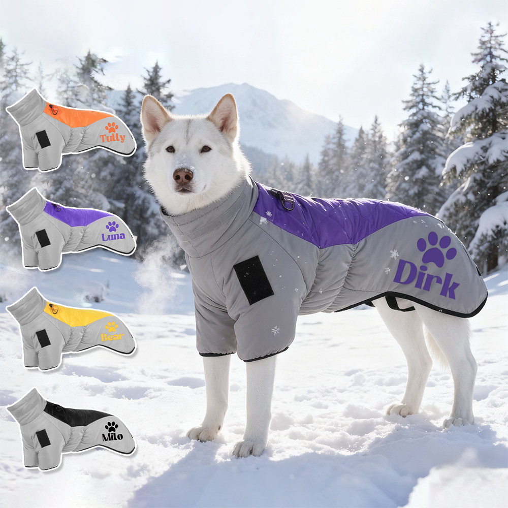 Personalized Pet Winter Warm Windproof Large Puffer Jacket | BKPet281