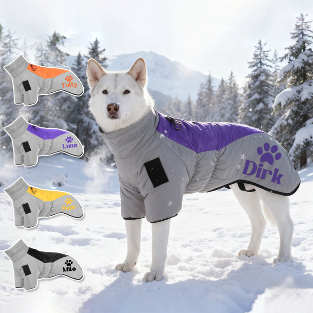 Personalized Pet Winter Warm Windproof Large Puffer Jacket | BKPet281