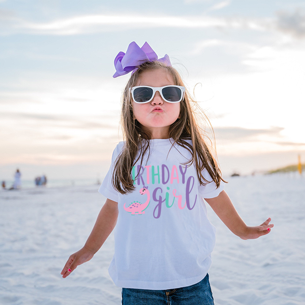 Personalized Cute Dinosaur Girl Birthday T-Shirt | inBirth17