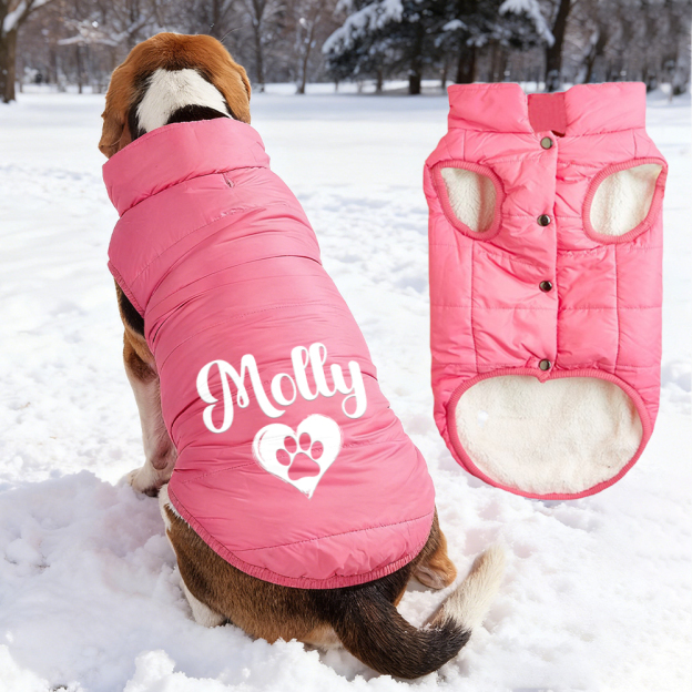 Personalized Pet Winter Warm Puffer Vest | BKPet14801