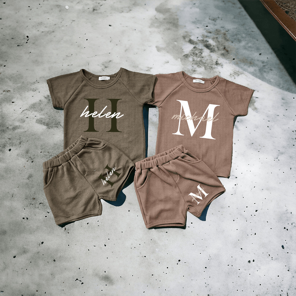 Personalized Baby waffle-knit Cozy Soft Outfit Set | CWBaby381