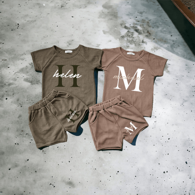 Personalized Baby waffle-knit Cozy Soft Outfit Set | CWBaby381