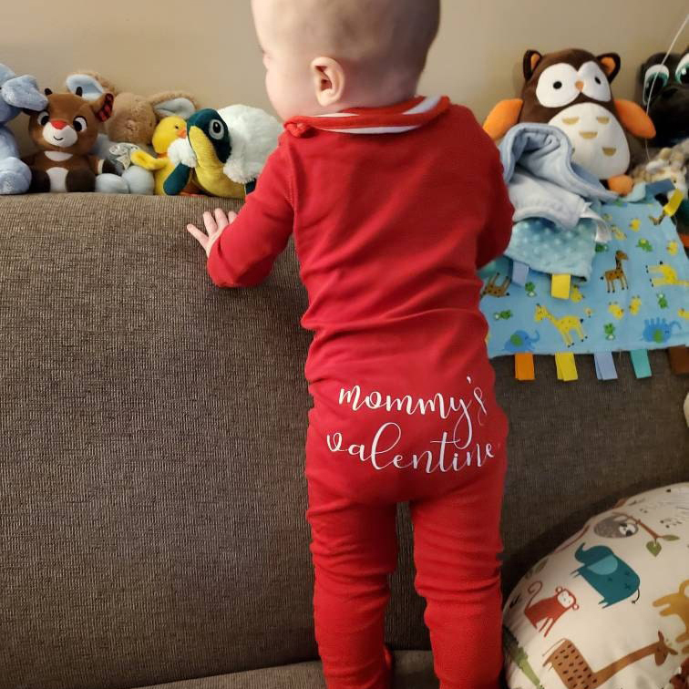 Personalized Baby First Valentine's Cozy Soft Long Sleeve Romper | ValGift03
