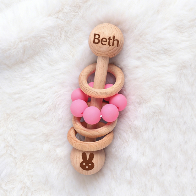 Personalized Baby Sensory Wooden Rattle Toys | CWToy171