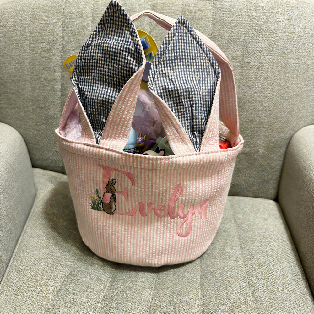 Personalized Embroidered Easter Bunny Basket | CWEaster85