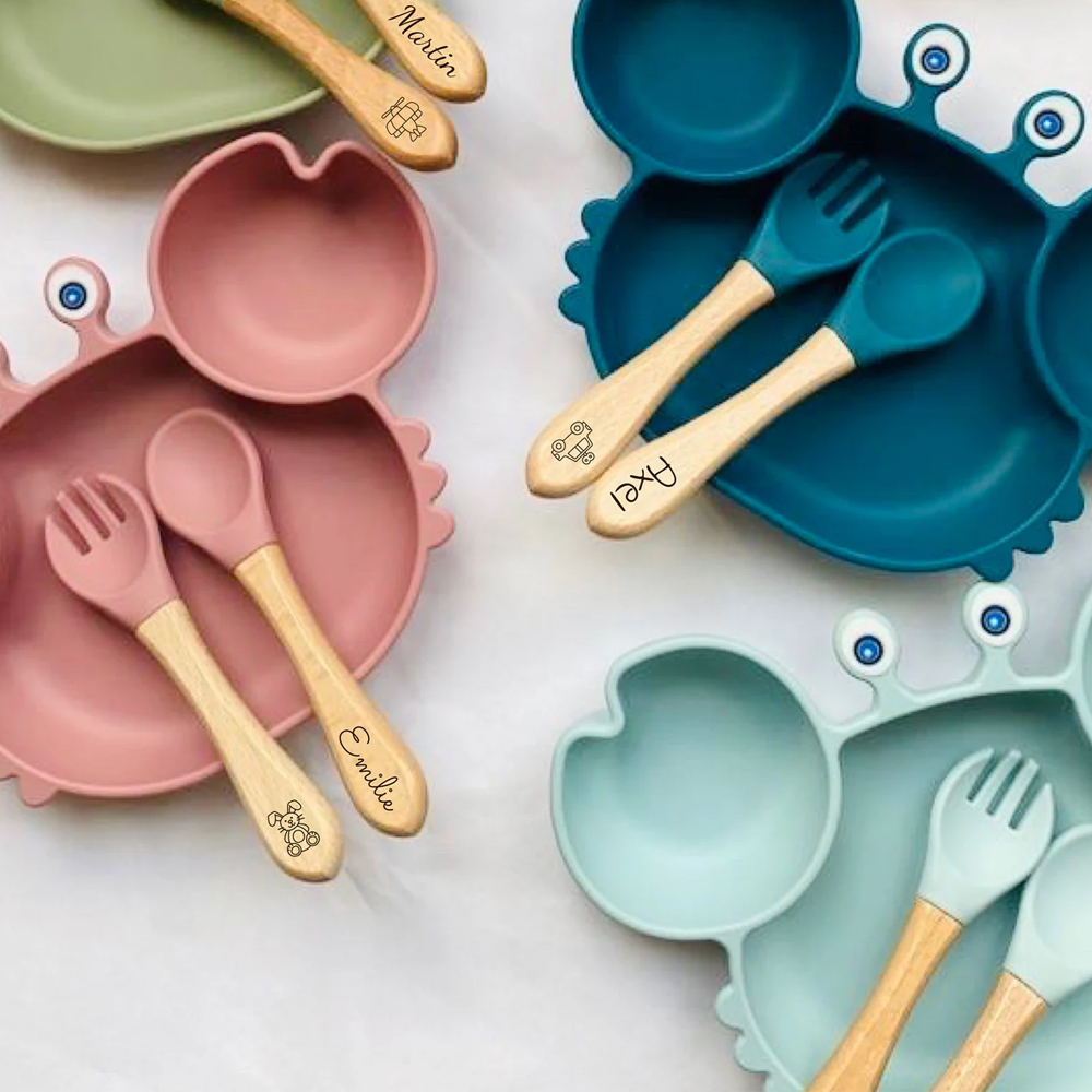Personalised Baby Silicone Cutlery Set | CWBaby67