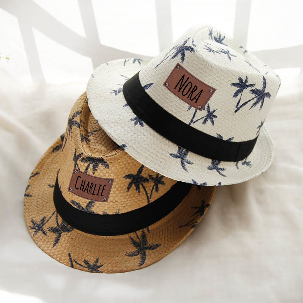 Personalized Summer Leather Patch Straw Hat for Comfort & Unique | CWBeach105