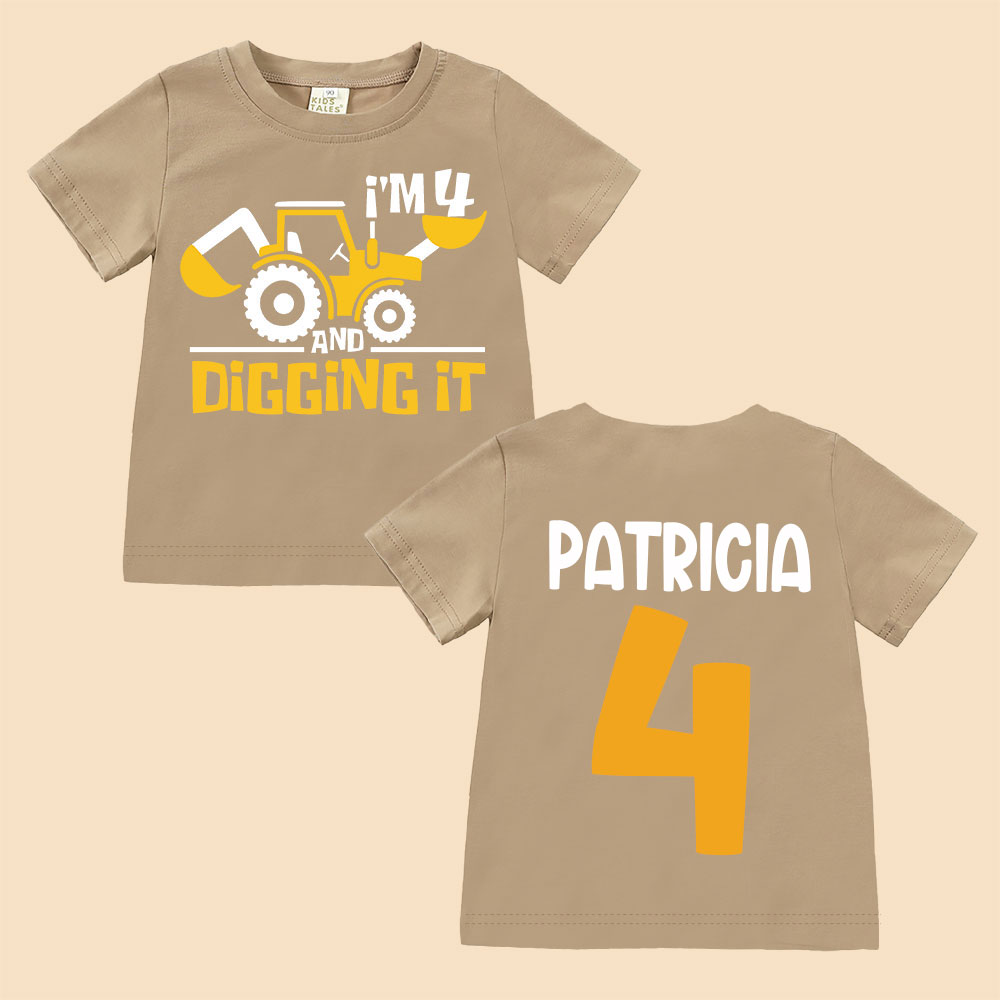 Personalized Digging It Construction Birthday T-Shirt | inBirth22