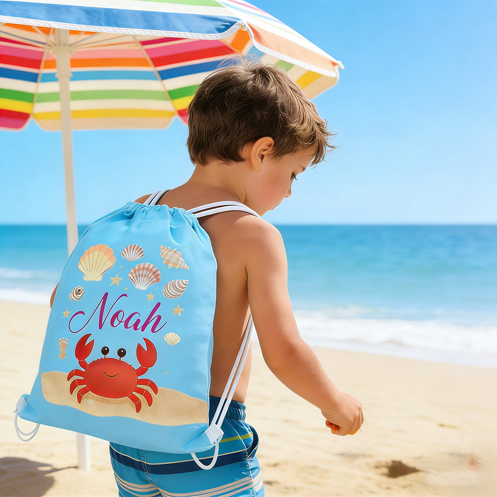Personalized Kid Summer Beach Drawstring Bag | CWBeach220