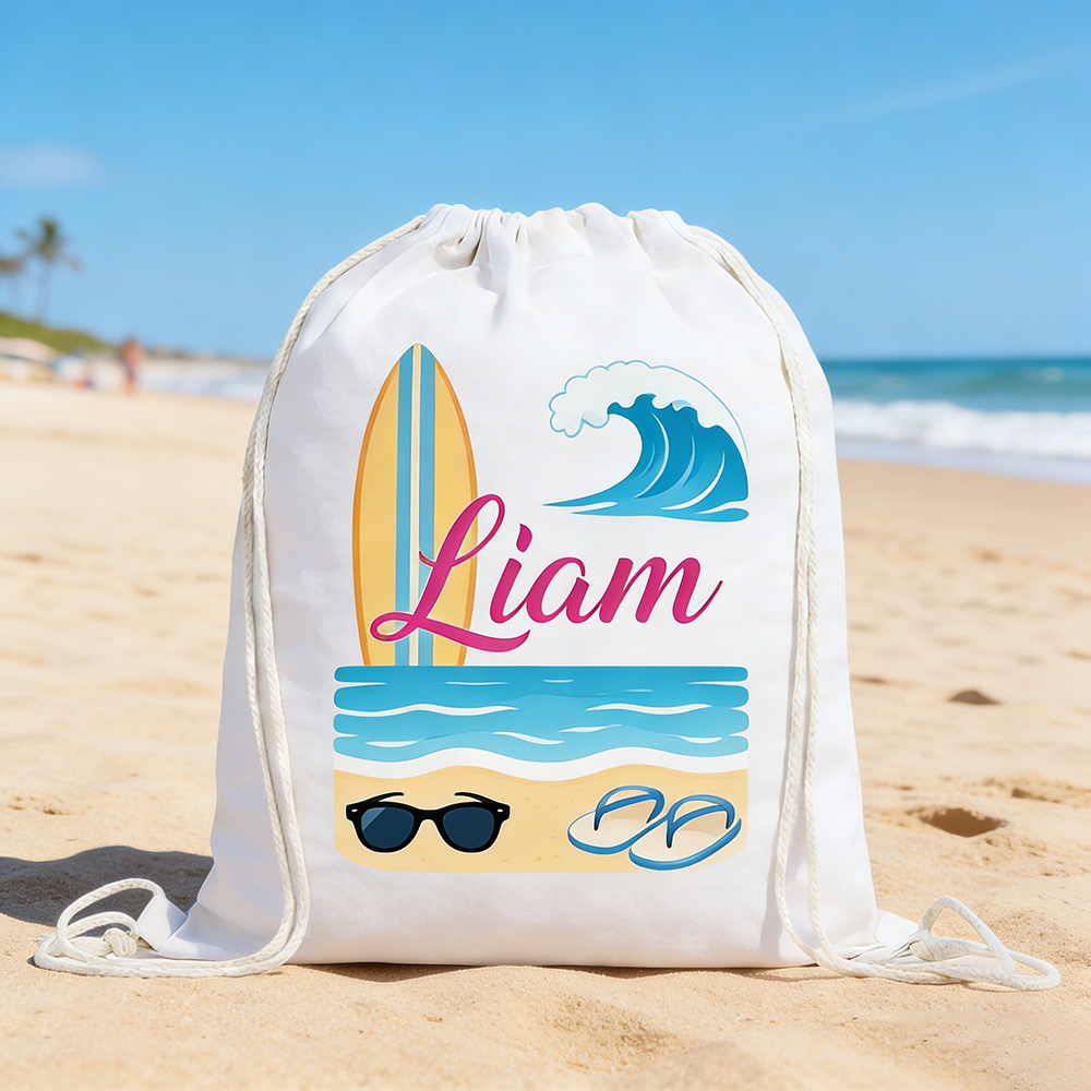 Personalized Kid Summer Beach Drawstring Bag | CWBeach220
